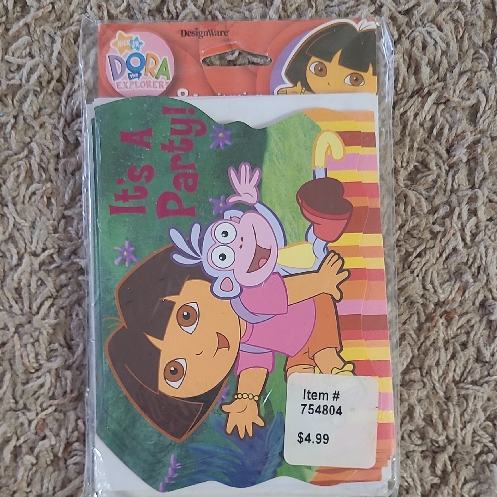 Dora The Explorer Party Invitations 8 Pk. Cards & Envelopes New Nickelodeon